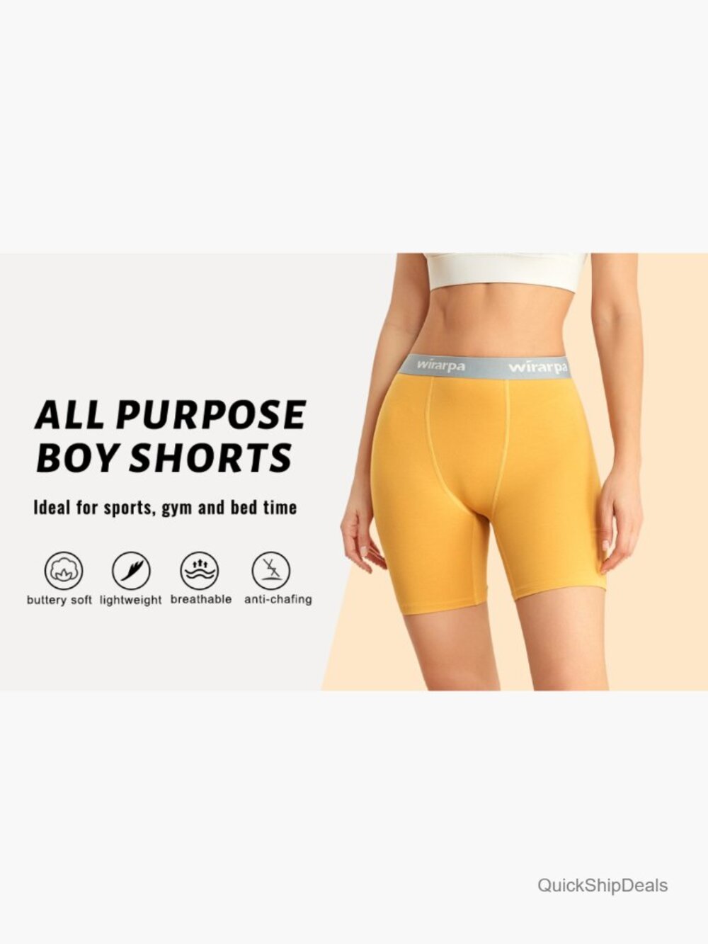 Women's Cotton Boxer Briefs Anti Chafing 5.5" Inseam 4 Pack - Picture 5 of 7